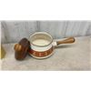 Image 10 : Vintage Ceramic Elephant Cookie Jar, Wood Serving Tray, Milk Glass Mugs and Platter, Shell Pot