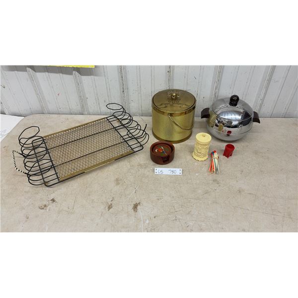 Vintage Royal Chrome Ice Bucket, Brass Ice Pail, Bottle Caddy