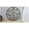 Image 2 : Round Metal Tree Wall Decor With Shell Accents, 23” Diameter and Three Sunburst Mirrors, Bronze