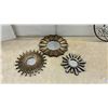 Image 4 : Round Metal Tree Wall Decor With Shell Accents, 23” Diameter and Three Sunburst Mirrors, Bronze