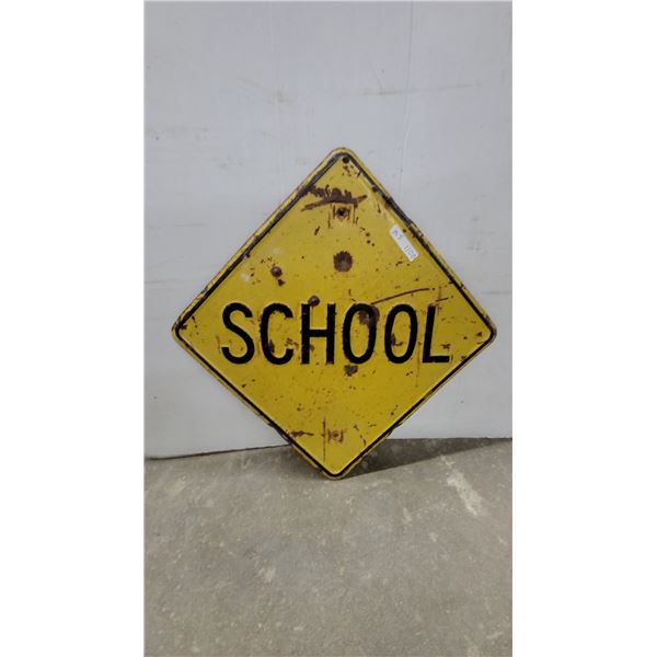 Vintage “School” Road Sign, 24”×24”