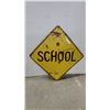 Image 1 : Vintage “School” Road Sign, 24”×24”