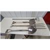 Image 1 : Vintage Garden Tool Lot: Tamper, Square Shovel, 4-Tine Digging Fork, and Round Shovel