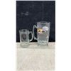 Image 3 : Four Stella Artois Gold-Rimmed Stemmed Beer Goblets, Crystal Decanter, Candle Holder, Mugs