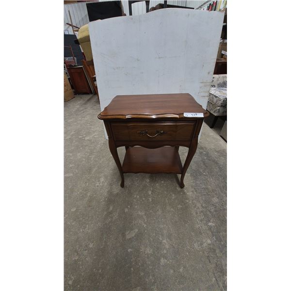 French Provincial Style End Table with Drawer and Shelf 26”×22”×15”