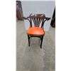 Image 1 : Thonet-Style Bentwood Bistro Armchair with Fanned-Slat Back and Orange Upholstered Seat