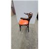 Image 2 : Thonet-Style Bentwood Bistro Armchair with Fanned-Slat Back and Orange Upholstered Seat