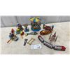 Image 1 : Collection of Tin Wind-Up Toys: Merry-Go-Round, Swings, Clown Drummer, Rowboat