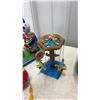 Image 3 : Collection of Tin Wind-Up Toys: Merry-Go-Round, Swings, Clown Drummer, Rowboat