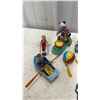 Image 4 : Collection of Tin Wind-Up Toys: Merry-Go-Round, Swings, Clown Drummer, Rowboat