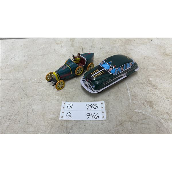 Dick Tracy Riot Car and Race Car Tin Wind-Up Toys