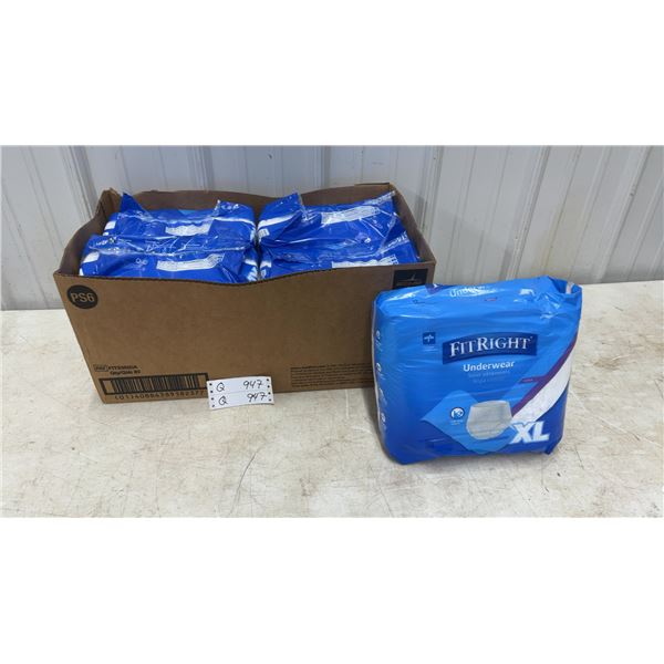 New FitRight Underwear XL Adult Diapers, 5 Packages