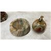 Image 3 : Brass Planters, Onyx Ashtray and Lighter, "God Bless Our Home" Trivet