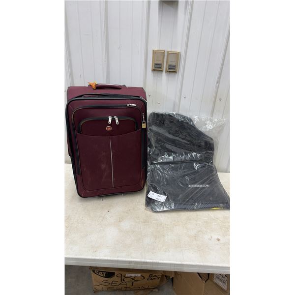 SwissGear Burgundy Suitcase and New Corolla Floor Mats (Part No. 58510YY820C8)