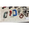 Image 5 : Assortment of C-Clamps, Pipe Cutters, Powerfist Clamp, Gear Puller, Hooks, Shackles