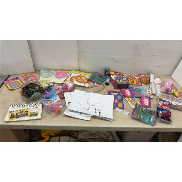 Assortment of Party Favors, Birthday Candles, Spider-Man Toy, Glowing Dinos