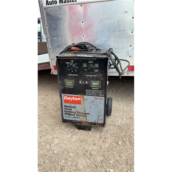 Dayton Manual Fleet Battery Charger Engine Starter, Model 3G33D, 6/12/24 Volt, and Cables