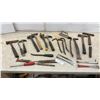 Image 1 : Assortment of Hammers, Pry Bars, Chisels, Files, Slate Ripper, Concrete Float