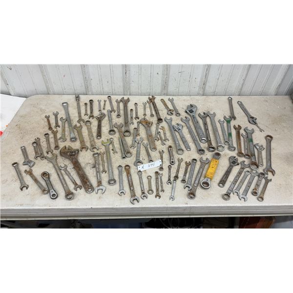 Large Lot of Wrenches Including Combination, Adjustable, Open-End, Box-End, Crescent