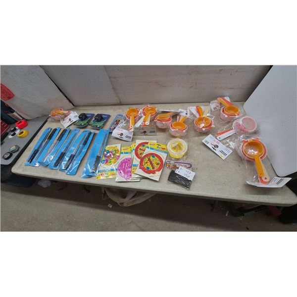 Kitchenware and Party Supplies: Leader Brand Strainers, Bread Knives, Magic Balloonz