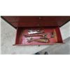 Image 4 : Vintage Metal Tool Box with Wrenches, Pipe Wrench, Vise Grips, Hacksaw