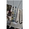 Image 3 : Assorted Hand and Power Tools: Black and Decker Drill, Levels, Crowbars, Drill Bit Sets