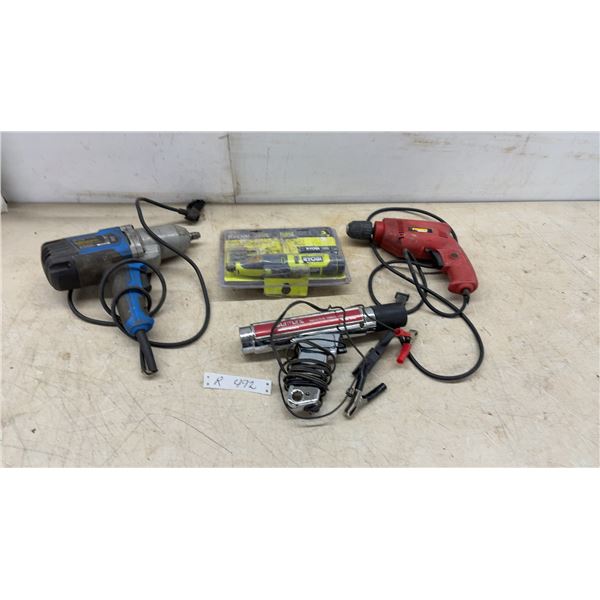 Mastercraft Impact Wrench, Model Ryobi Bit Set, 3/8” Power Drill and Timing Light
