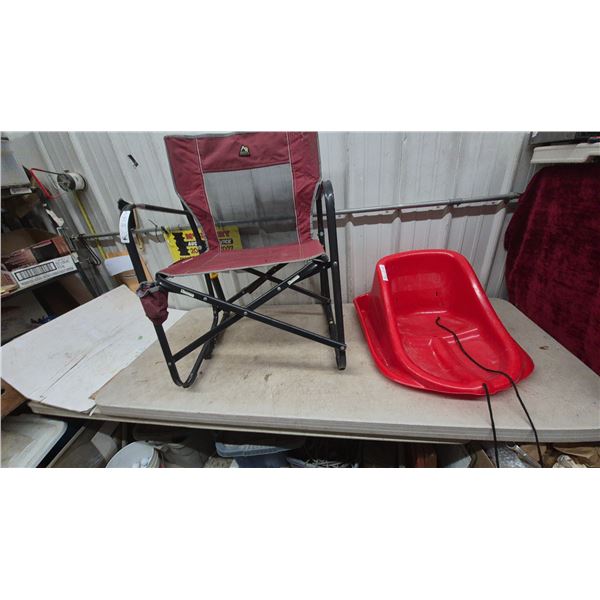 GCI Outdoor Freestyle Rocker Chair and Red Plastic Sled