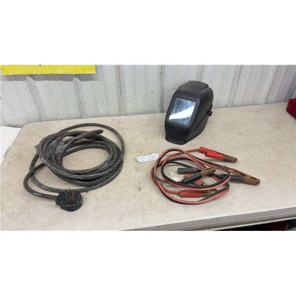 Booster Cables, Welders Helmet, and Heavy Duty Cable