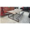 Image 1 : Wooden Picnic Table on Steel Frame, Needs Some TLC, 33 × 96 × 56”