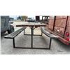 Image 4 : Wooden Picnic Table on Steel Frame, Needs Some TLC, 33 × 96 × 56”