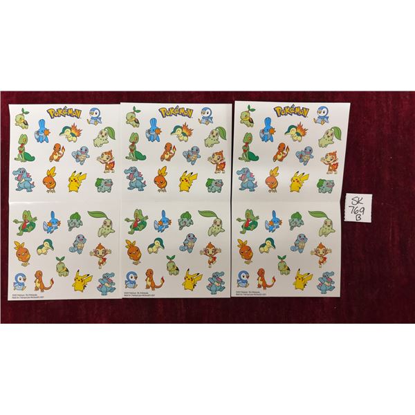 3 Sheets of small Pokémon Stickers