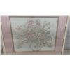 Image 5 : Framed Embroidered Floral Bouquet Picture in Pink Mat and Light Wood Frame, 23 × 27”