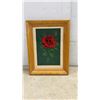 Image 2 : Two Framed Handmade Needlepoint Artworks, Red Rose and Poppy Bouquet in Wood Frames, Largest