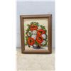Image 4 : Two Framed Handmade Needlepoint Artworks, Red Rose and Poppy Bouquet in Wood Frames, Largest