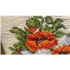 Image 5 : Two Framed Handmade Needlepoint Artworks, Red Rose and Poppy Bouquet in Wood Frames, Largest