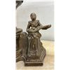 Image 2 : Art Deco Cast Metal Figural Table Lamp with Musicians and Fluted Glass Shade, Early 20th Century