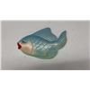 Image 5 : Vintage Glass Lidded Compote, Amber Swung Vase, Biscuit Barrel, and Chalkware Fish Wall Hanging