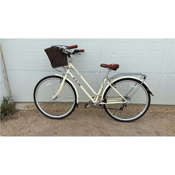 CCM Excelsior Women's Step-Through Cruiser Bicycle with Wicker Basket and Rear Rack