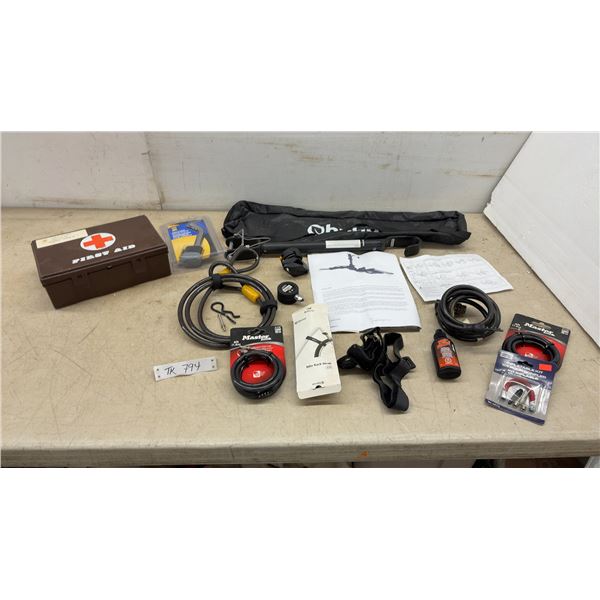 Ohuhu Bike Repair Stand, Master Lock Cable Locks, Hitch Pin, Straps