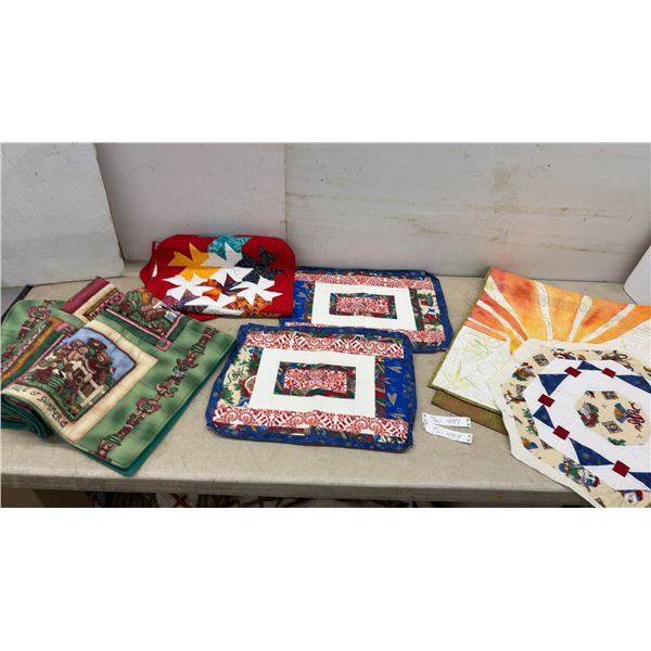 Three Handmade Quilted Items: Wall Hanging, Table Runner and Crib Quilt