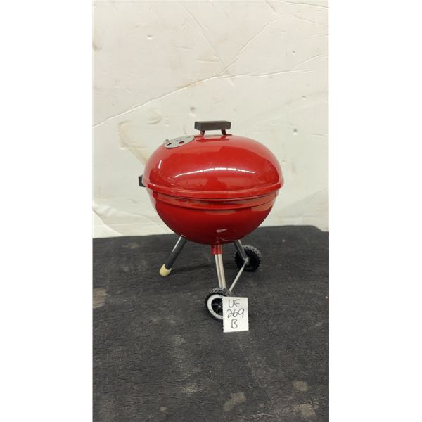 Miniature Red Weber Kettle-Style Charcoal Grill Replica with Removable Lid and Wheels