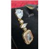 Image 2 : 18K Gold Plated 3.0ct Each Emerald Cut Simulated Diamond Dangle Earrings