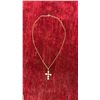 Image 3 : 18K Gold-Plated 32.0mm Simulated Diamond Cross Necklace with 18-Inch Chain