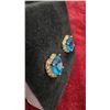 Image 2 : 18K Gold Plated 1.0CT Each Heart Cut Blue Simulated Diamond Heart Halo Stud Earrings