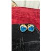 Image 3 : 18K Gold Plated 1.0CT Each Heart Cut Blue Simulated Diamond Heart Halo Stud Earrings