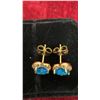 Image 4 : 18K Gold Plated 1.0CT Each Heart Cut Blue Simulated Diamond Heart Halo Stud Earrings