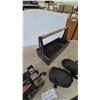 Image 5 : Vintage Wood and Metal Tool Caddy, Black and Decker Jig Saw, and 2 Knee Pads