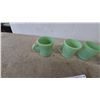 Image 2 : Four Fire-King Jade-ite D-Handle Mugs and One Fire-King Azur-ite D-Handle Mug