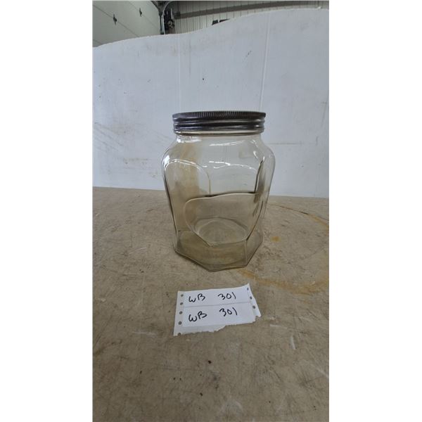 Hexagonal Glass Jar with Metal Lid